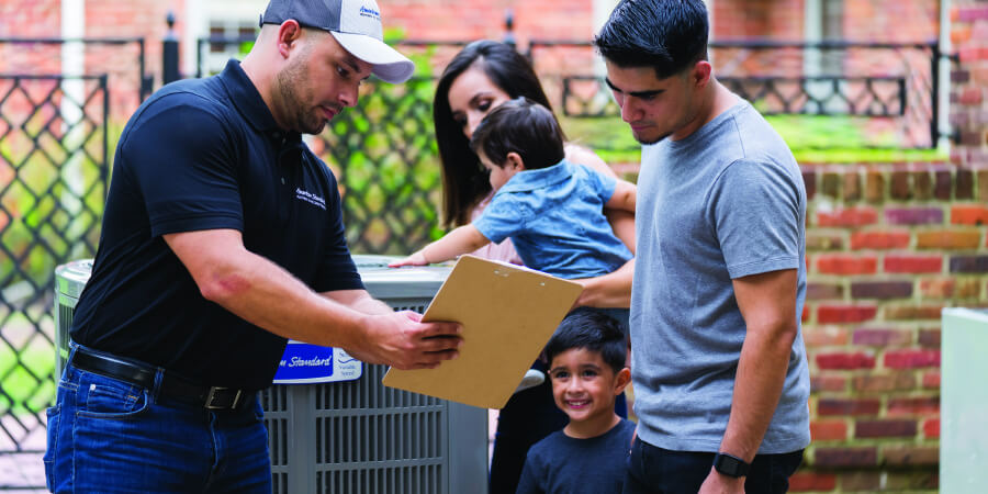 AmericanStandard AC tech Installation with Family